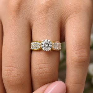 แหวนเพชรแล็บโกรว์น 1.50 กะรัต ทรงกลม ประดับเพชรแบบปาเว่ แหวนแต่งงานทอง 14K 18K สำหรับผู้หญิง ขายส่ง - Product Image 2