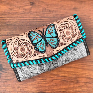 Hermoso diseñador, embrague tallado a mano, billetera de piel de vaca de Color turquesa, multiusos, diseño único, gran oferta, embrague - Product Image 2
