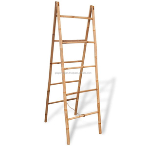 Solid Core Bamboo Towel Rack Ladder Durable <b>Freestanding</b> Design for Bathroom 5 Units/Pack Export Standard Packing - Product Image 2