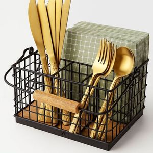 Boîte organisatrice de couverts en fer multi-usages avec finition noire, parfaite pour la maison et les restaurants - Product Image 5