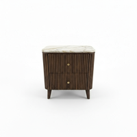Table d'appoint moderne avec 2 tiroirs en chêne massif/caoutchouc/MDF écologique, 5+ compartiments, design dynamique pour salon et chambre à coucher