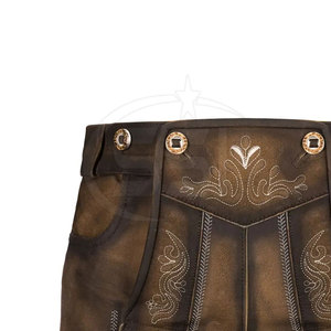 Men's Solid Casual Lederhosen Shorts Mid Button Fly Eco-Friendly Traditional German Style Oktoberfest Celebrations Customized - Product Image 4