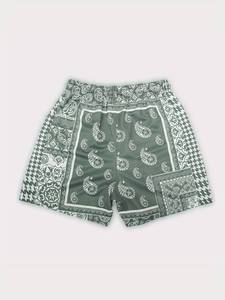 <b>Men's</b> High Quality Plus Size Shorts Breathable High Street Style Custom Logo Sublimation <b>Bandana</b> Print Solid Pattern Mid Knitted - Product Image 2