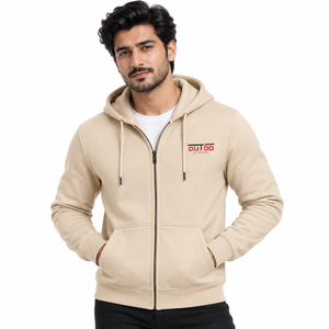 Sweat-shirt à capuche zippé pour homme, texture douce, coupe confortable, léger, décontracté, en tissu mélange coton et polyester - Product Image 1
