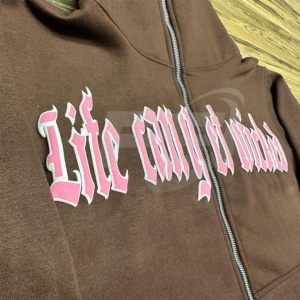 เสื้อมีฮู้ดผ้าฟลีซ500GSM สำหรับผู้ชายโอเวอร์ไซส์ซักไซซ์3D แบบมีซิปปักโลโก้สำหรับฤดูหนาว - Product Image 3
