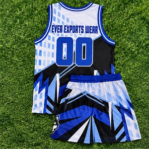 Uniforme de Baloncesto Geométrico Azul, Negro y Blanco Personalizado, Camiseta sin Mangas y Pantalones Cortos a Juego, Ropa Deportiva para Equipos - Product Image 3