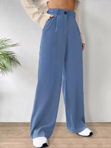 Pantalones de Traje de Cintura Alta para Mujer, Pantalones Anchos de Oficina, Ropa de Trabajo Formal Elegante, Pantalones Rectos Casuales de Negocios - Product Image 3