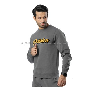 Hombres moda cuello redondo Jersey cuello redondo/venta al por mayor 2 piezas mejor calidad cuello redondo chándal bordado logotipo 2 piezas conjunto de los hombres - Product Image 2