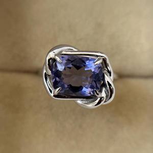 Anillo de lujo con zafiro azul, corte cojín, nudo infinito, regalo precioso para propuesta de compromiso para ella - Product Image 1