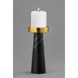 Support de bougie en métal noir nordique, fait main, résistant à la chaleur, écologique, pour bougies pilier et chauffe-plat dorées, idéal pour mariages et Noël - Product Image 1