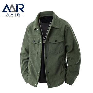 Veste chauffante vintage en velours côtelé noir pour homme AAIR Industries, col rabattu, boutonnée, décontractée, automne - Product Image 4