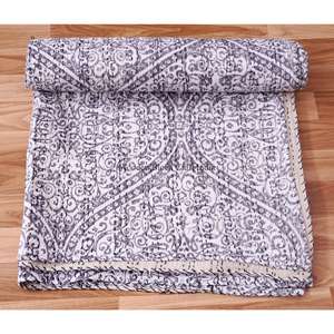 ผ้าห่มกันธาสไตล์วินเทจทันสมัย ลายพิมพ์ดั้งเดิมแบบชาติพันธุ์ ผลิตจากผ้าฝ้าย 100% เป็นมิตรกับสิ่งแวดล้อม ทำด้วยมือ เหมาะสำหรับใช้ในบ้าน - Product Image 4