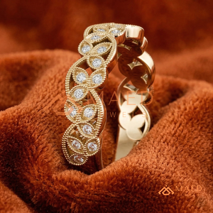 Anillo Romántico Chapado en Oro de 18K con Diseño Floral, Anillo de Boda Vintage con Moissanita Marquise para Mujer, Joyería con Hojas Botánicas, Regalo - Product Image 2