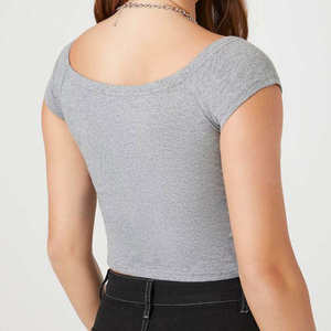 New Arrival Top Trending Women Wear Sexy Fit <b>Drop</b> Shoulder Tank Tops for Women Cropped Top T-Shirts - Product Image 2