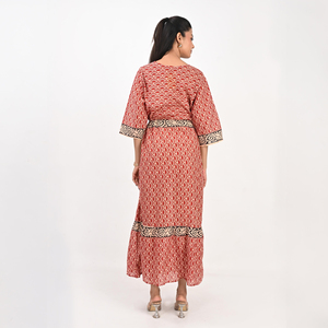 Robe longue d'été tendance en coton imprimé, style chemise, manches longues, coupe droite, taille naturelle, confortable, tenue décontractée - Product Image 4