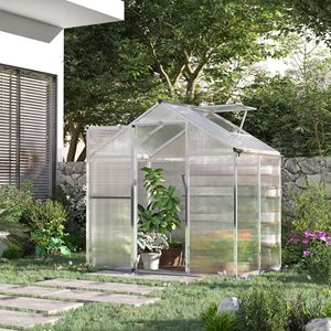 Serra da Giardino Walk-In in Policarbonato 4FT L X 6FT W con Tetto Ventilato, Trasparente per l'Inverno, per Esterni e Interni - Product Image 2