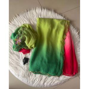 FANTAISIE GEORGETTE TRAVAIL À LA MAIN BORDER SAREE AVEC CHEMISIER NON COUDU MULTI - Product Image 1