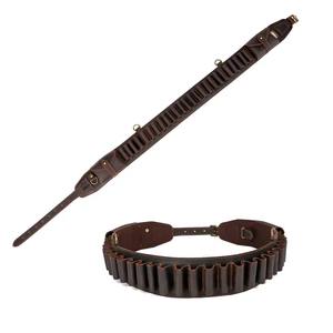 อุปกรณ์ล่าสัตว์แบบกำหนดเองได้ สายสะพายปืนขนาด 12 เกจ พร้อมเข็มขัดใส่กระสุนหนังแท้ ที่ใส่กระสุนพร้อมช่องเก็บของ ขนาด 39''-47'' - Product Image 1