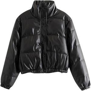 Chaqueta Acolchada de Invierno con Logotipo, Gruesa, Cortavientos y Cálida, con Cuello Alto y Diseño de Burbujas, Estilo Hip Hop - Product Image 1