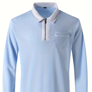 Nouveau Polo en Coton à Manches Longues pour Homme, Design Haut de Gamme, Séchage Rapide, Demi-Zip, Idéal pour l'Été, Tenue Décontractée ou d'Équipe en Extérieur, ODM - Product Image 1