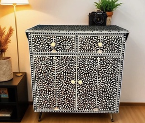 ILAHI's Bone Inlay Table Modern Design Agate Detailing <b>Storage</b> Portable Home Furniture - Product Image 2