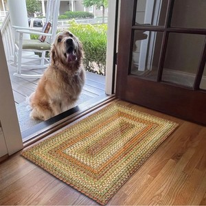 Rectangle Braided Jute Area <b>Rug</b> Geometric Pattern Bohemian Style Non-Slip Rubber Backing Living Room Home Use - Product Image 2