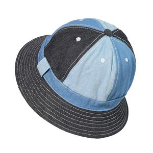 Unisex Denim Bucket <b>Hat</b> Color Blocking Black Blue Casual Spring <b>Summer</b> Adjustable - Product Image 3