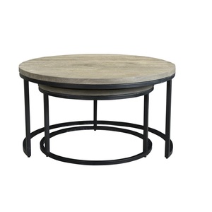 Durable Metal <b>Nesting</b> <b>Table</b> With Wooden Top Compact And Stylish Furniture For Living Room And Office Spaces - Product Image 1