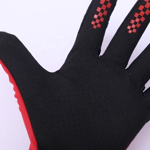 Sporty <b>Bike</b> Wear Gloves <b>Red</b> Black Heat Transfer Print Breathable Polyester Wrist Length For Cycling - Product Image 5