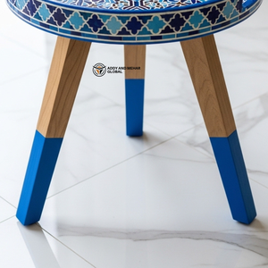 เก้าอี้ไม้สีน้ำเงินสไตล์ร่วมสมัย – ดีไซน์เรขาคณิตแบบศิลปะ เก้าอี้ไม้ดีไซน์เนอร์สีน้ำเงิน - Product Image 4