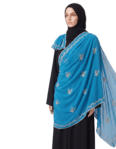 Voile de coton en gros pour femmes, hijab brodé de fleurs et de strass, bordure à volants, léger et respirant, écharpe enveloppante OEM ODM - Product Image 3