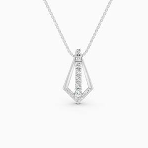 Impresionante colgante moderno en forma de V con diamante cultivado en laboratorio de 0.30 ct en oro amarillo, blanco y rosa de 9 quilates. - Product Image 2