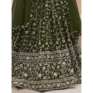 Maravillosas lentejuelas verdes Georgette Mehendi Wear Lehenga Choli - Product Image 2