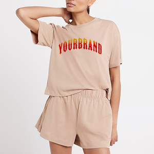 Ensemble de shorts pour femmes 100% coton, deux pièces, au-dessus du genou, en dentelle, décontracté, respirant, pour l'été, ensemble de shorts de jogging, ensemble de shorts uni, vintage - Product Image 1