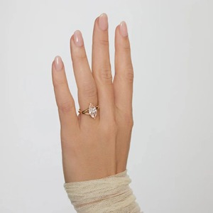 14k Yellow Gold Marquise Diamond <b>Ring</b> 2.07CT Lab Grown Solitaire V Prong 4 Claw 2MM <b>Split</b> Band Engagement <b>Ring</b> Minimal Style - Product Image 2
