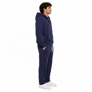 Heavy Fleece Sweatshirt <b>Zip</b> Hoodies Jogger Set for Men Warm Winter Tracksuit with Drawstring Pants OEM Custom Color & Logo BULK - Product Image 4