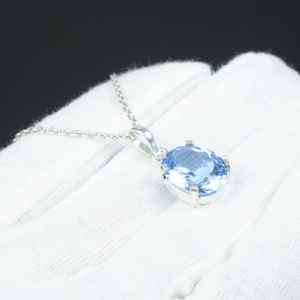 Colgante de Aguamarina Natural, Plata de Ley 925, Collar con Piedra Preciosa Azul, Joyería de Regalo para Nacidos en Piscis - Product Image 3