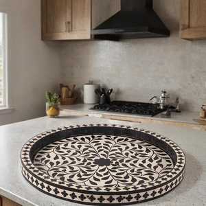 Bone Inlay Serving Tray Decorative Coffee Table Organizer - Product Image 4