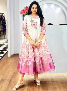 AARYA 2026 Nouvelle Robe d'été décontractée et tendance à imprimé, longueur mi-cuisse, coupe ample, style occidental, pour femme, grande taille, col rond, manches courtes, en mélange de coton - Product Image 3