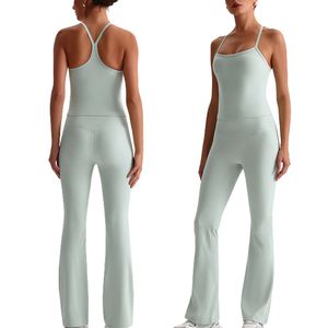 Custom Wholesale Custom Women Yoga Set Flared Leggings Sports Bra Activewear Gym Workout Outfit OEM ODM Fitness Wear Supplier - Product Image 5