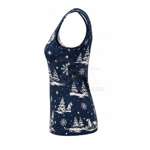 Camiseta sin mangas navideña ligera para mujer con diseño de muñeco de nieve y textura suave. Camiseta sin mangas navideña para mujer. - Product Image 3