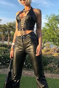 Top de Cuero Genuino Personalizado para Mujer, Corte Ajustado, Sin Mangas, Estilo Crop, Moda Urbana, Hecho a Mano, OEM ODM - Product Image 3