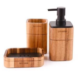Juego de Dispensador de Jabón Minimalista de Bambú Sostenible |   Venta al por Mayor B2B - Product Image 3