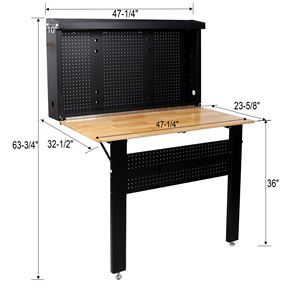<b>Wall</b> Mounted Robust Foldable Workbench with Rubberwood Work Surface and Pegboard for Tools Space Saving <b>Wall</b> <b>Storage</b> - Product Image 5