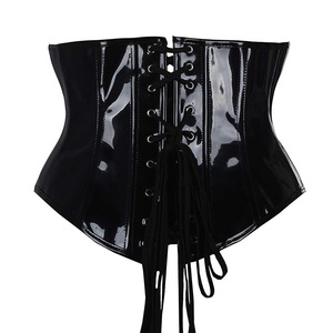 Corset sexy gothique steampunk en cuir PVC noir pour femme, style vintage, serre-taille, grande taille, Y2K, vêtement d'extérieur coupe-vent - Product Image 3