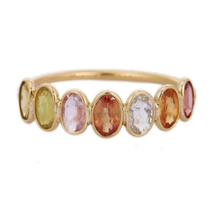 Bague de mariage demi-éternité en or 18 carats avec tourmaline - Product Image 1