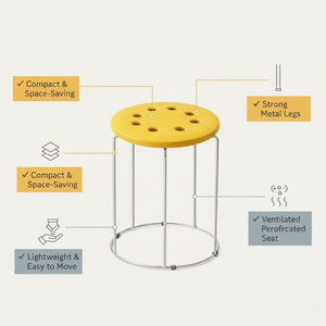Portable <b>Plastic</b> <b>Stool</b> Chrome Metal Frame Lightweight Multipurpose Furniture Decoration Home Use Modern Design Living Room - Product Image 4
