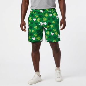 Shorts de Baño para Hombre con Estampado de Trébol Verde, Secado Rápido, Satinados, Casuales, Cintura Media, Cierre de Botones - Product Image 6