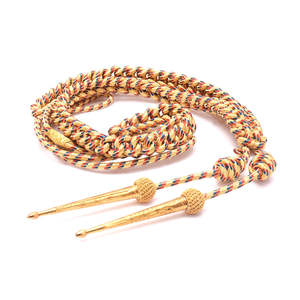 Accesorios para Uniformes Ceremoniales al por Mayor, Aiguillette Personalizada en Color Dorado con Dos Puntas de Metal Dorado - Product Image 3