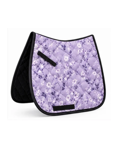Manta de Silla de Montar Premium Morada Floral para Caballo, Acolchada y Estampada a Medida, Tela Transpirable para Silla de Montar Inglesa - Product Image 2